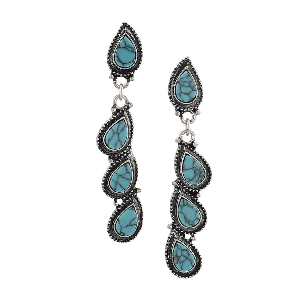 Montana Silversmiths Attitude Earrings, Teardrops, Turquoise, White Metal Alloy