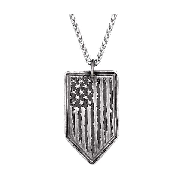 Montana Silversmiths Necklace, American Flag, Brass/Gun Metal/Rhodium