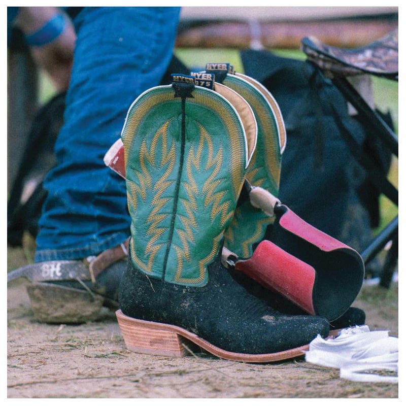 Hyer Culver Series Boots, 10, D W, Flame HYER Famous Stitch, Leather, Black/Green