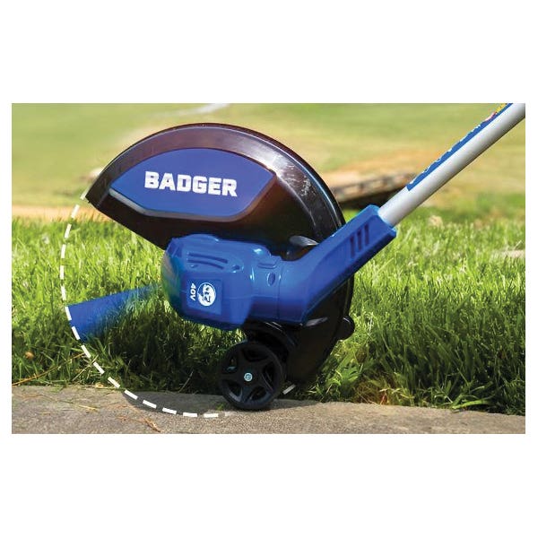 Badger Cordless Electric String Trimmer, Battery Included, 2 Ah, 40 V, 0.065 in Dia Line, D Handle