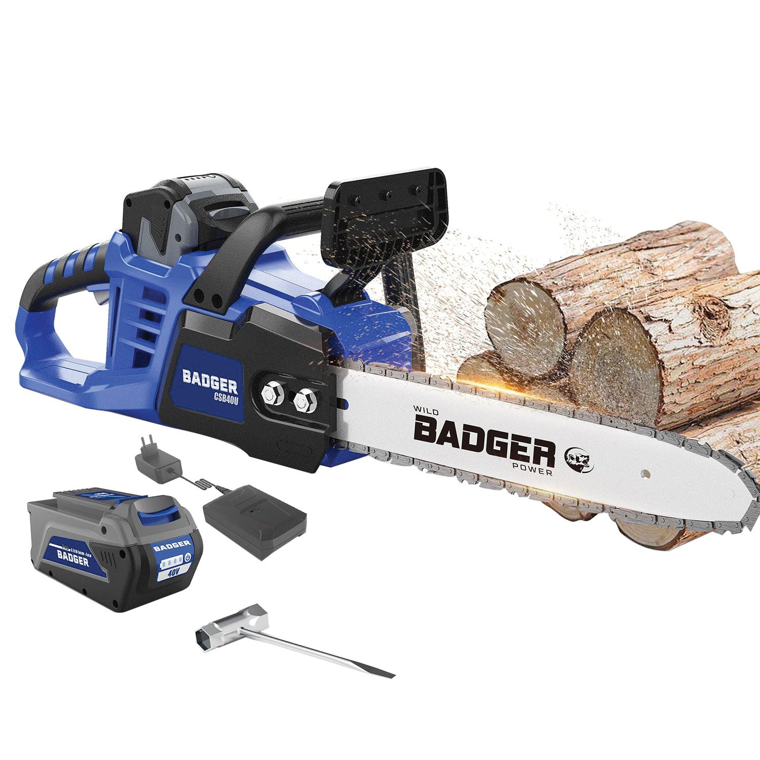Badger Cordless Electric Chainsaw, Battery Included, 4 Ah, 40 V