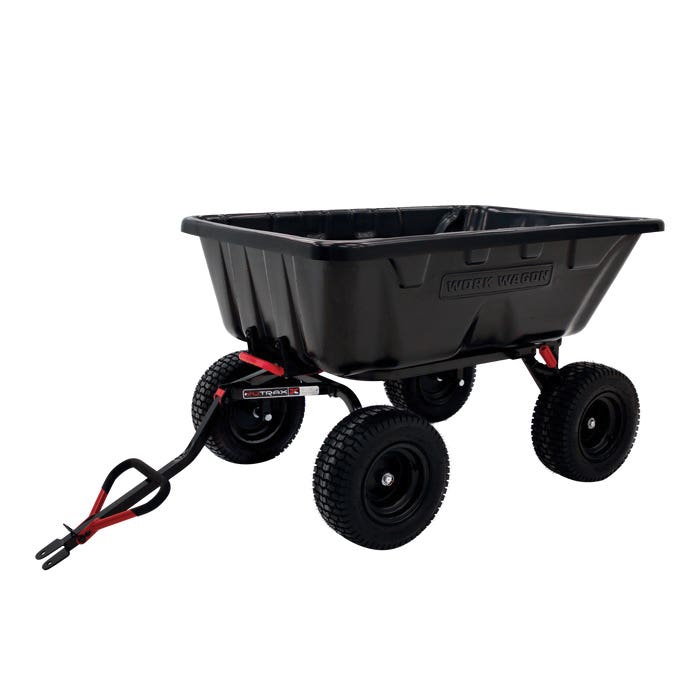 YUTRAX Work Wagon Dump Cart, 1800 lb, 54 x 38 x 16 in Deck, Polypropylene Deck, 4-Wheel, 16 x 16-1/2 in Wheel