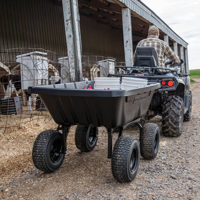 YUTRAX Work Wagon Dump Cart, 1800 lb, 54 x 38 x 16 in Deck, Polypropylene Deck, 4-Wheel, 16 x 16-1/2 in Wheel