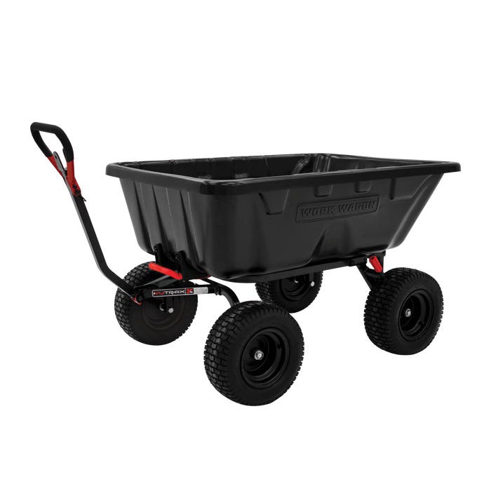 YUTRAX Work Wagon Dump Cart, 1800 lb, 54 x 38 x 16 in Deck, Polypropylene Deck, 4-Wheel, 16 x 16-1/2 in Wheel
