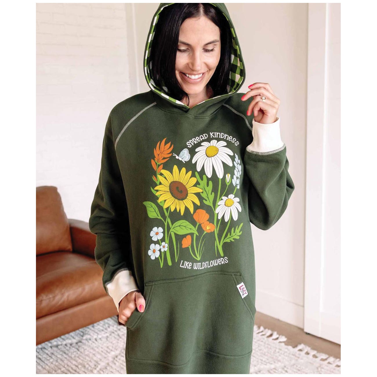 LazyOne Sleep Hoodie, L/XL, Cotton/Polyester, Green