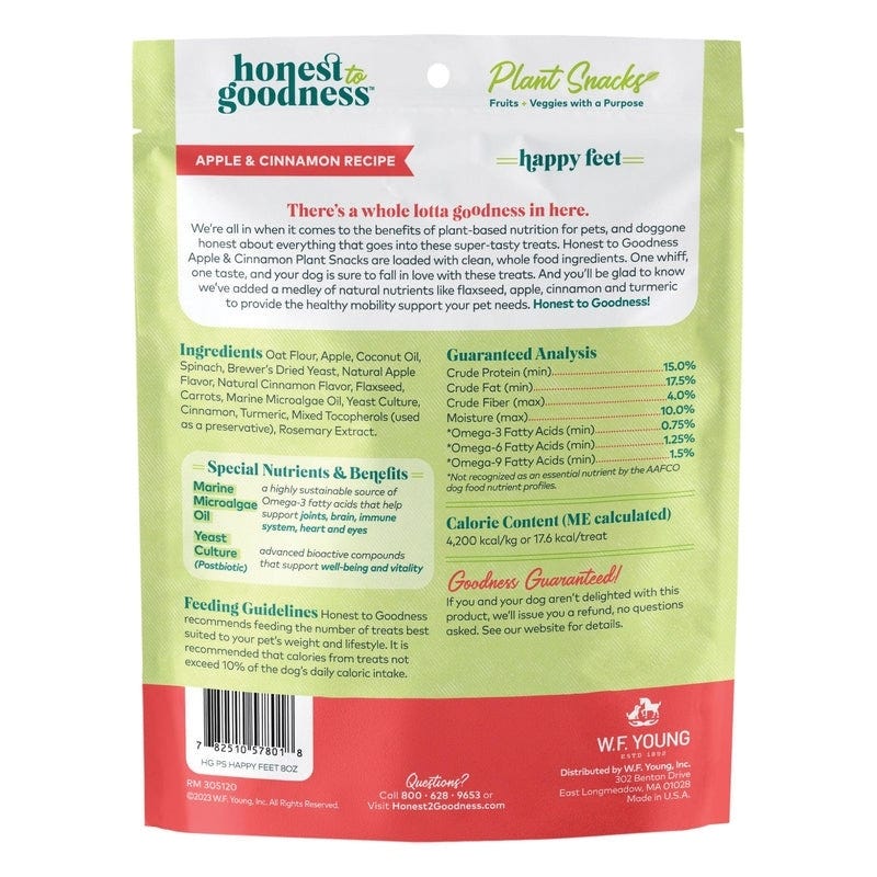 Honest to Goodness Dog Treat, Apple, Cinnamon, 8 oz Bag