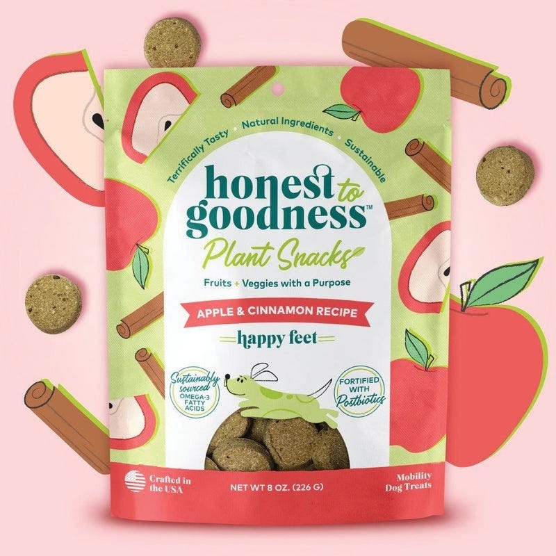 Honest to Goodness Dog Treat, Apple, Cinnamon, 8 oz Bag
