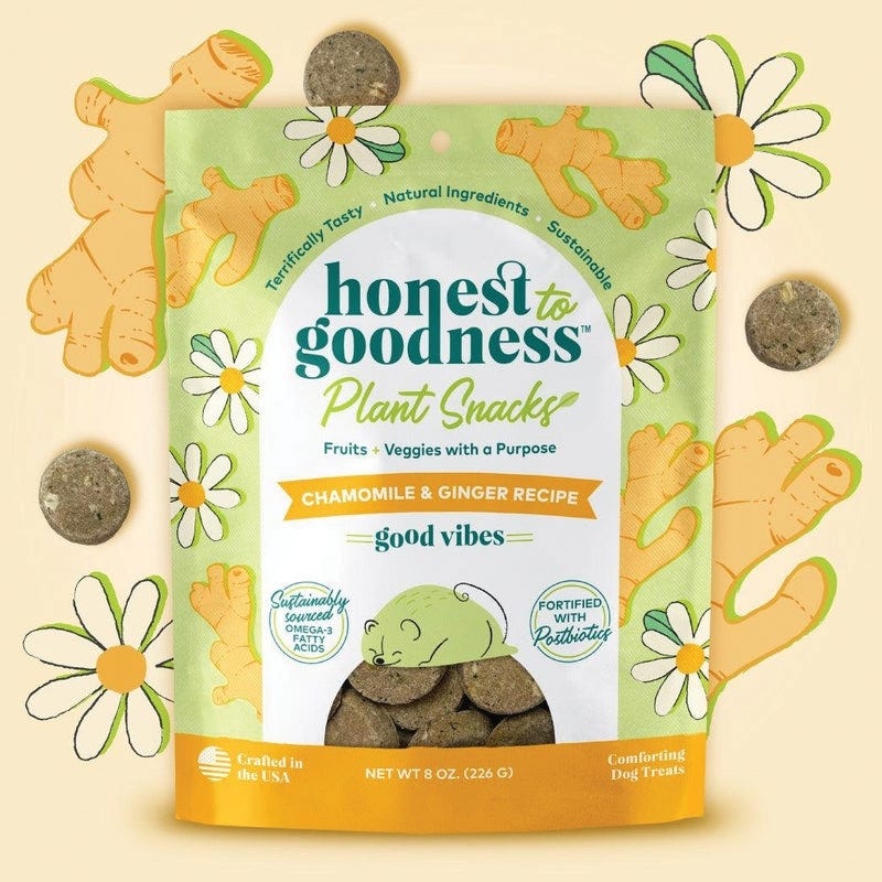Honest to Goodness Dog Treat, Chamomile, Ginger, 8 oz Bag