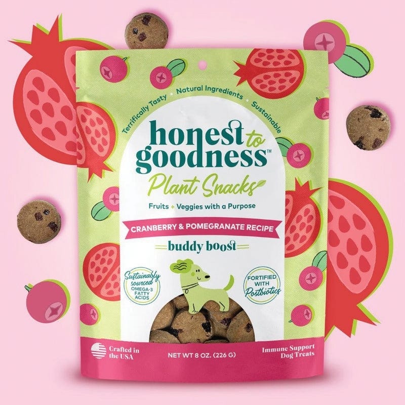 Honest to Goodness Dog Treat, Cranberry, Pomegranate, 8 oz Bag