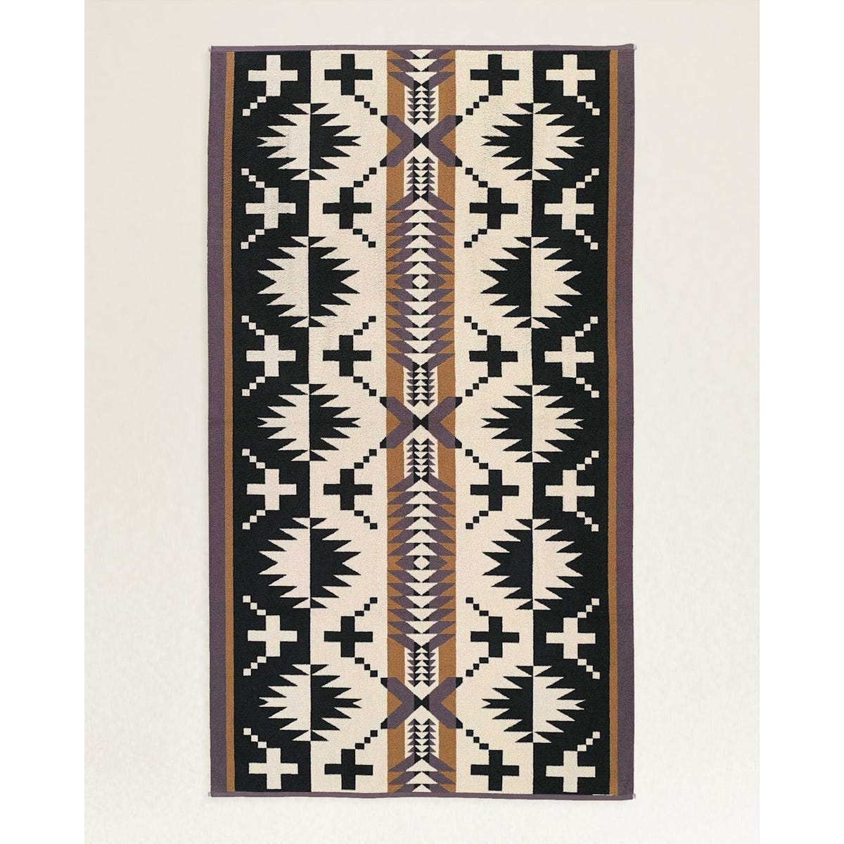 Pendleton Spider Rock Spa Towel, 70 in L, 40 in W, Cotton, Black/White