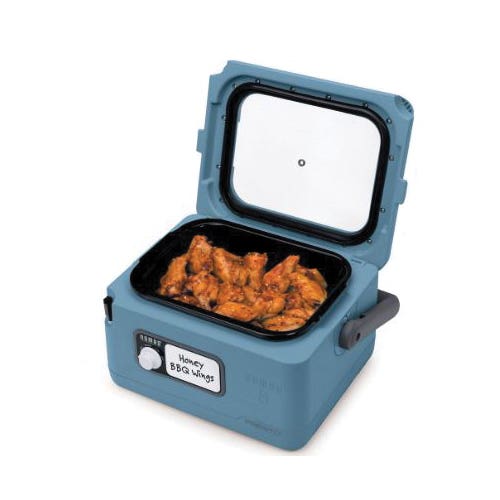 Presto Nomad Traveling Slow Cooker, 8 qt, 120 VAC, 8 W, Touch Control, Porcelain, Blue