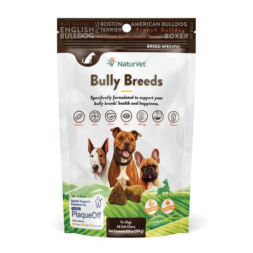 NaturVet Dog Supplement, Bully, Soft Chew, Hickory Smoked Bacon Flavor, 50 Bag