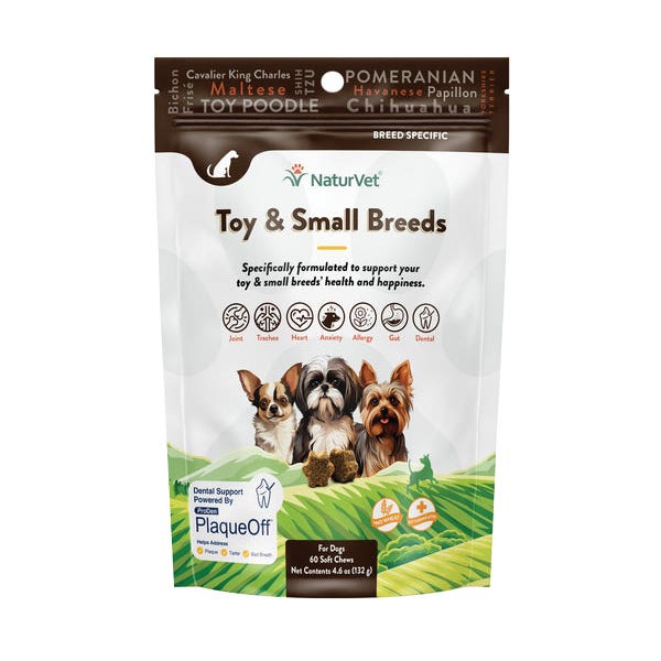 NaturVet Dog Supplement, Small, Toy, Soft Chew, Hickory Smoked Bacon Flavor, 60 Bag