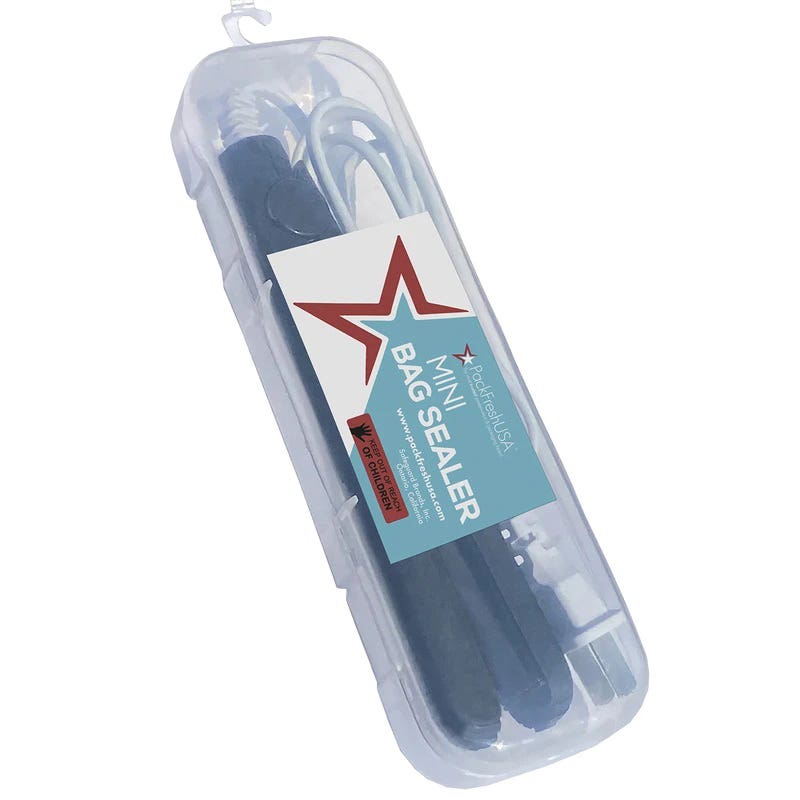 PackFreshUSA Mini Bag Sealer, 2-3/4 in L Sealing Bar, Polyethylene/PVC, Black