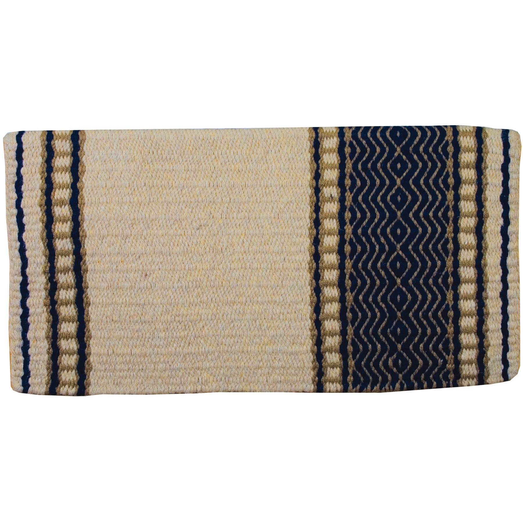 Mustang Manufacturing Horse Blanket, Wool, Cream/Navy