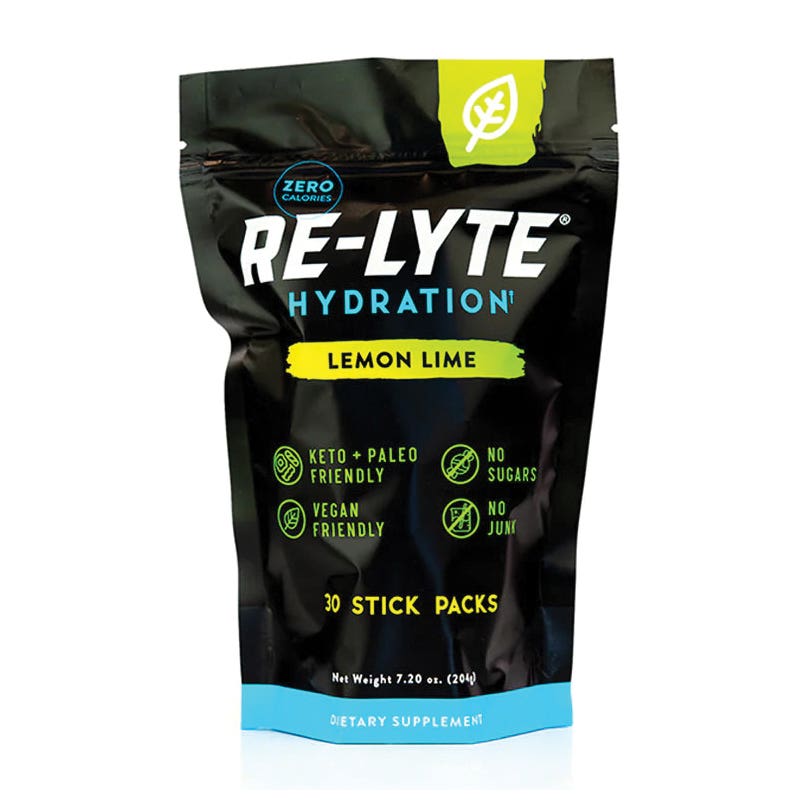 Redmond Re-Lyte Hydration Drink Mix, Sugar-Free, Stick, Lemon Lime, 30 Pack