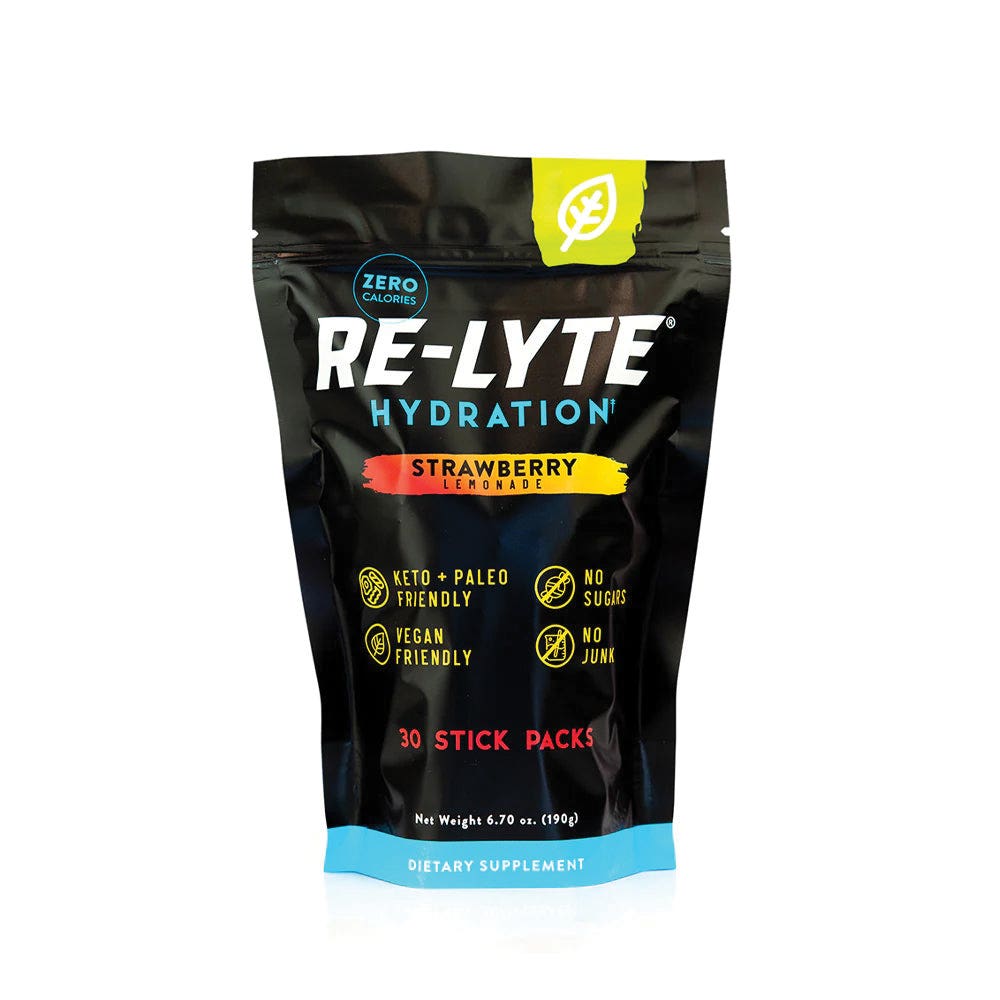 Redmond Re-Lyte Hydration Drink Mix, Sugar-Free, Stick, Strawberry Lemonade, 30 Pack