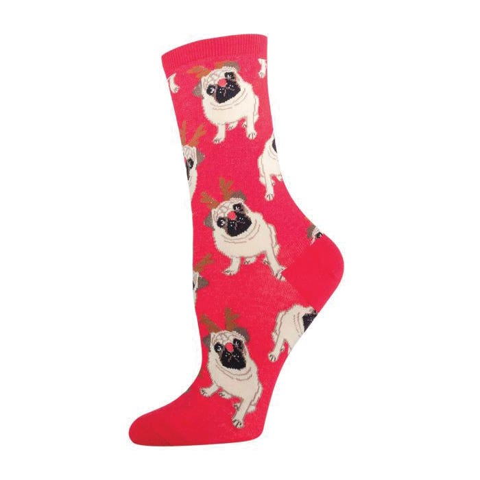 Socksmith Women's Antler Pug Crew Socks
