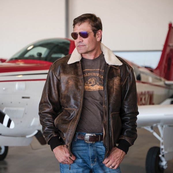 STS Ranchwear Bomber Series Jacket, L, Leather, Vintage Brown, Zipper