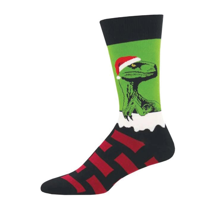 Socksmith Men's Raptor Claus Crew Socks