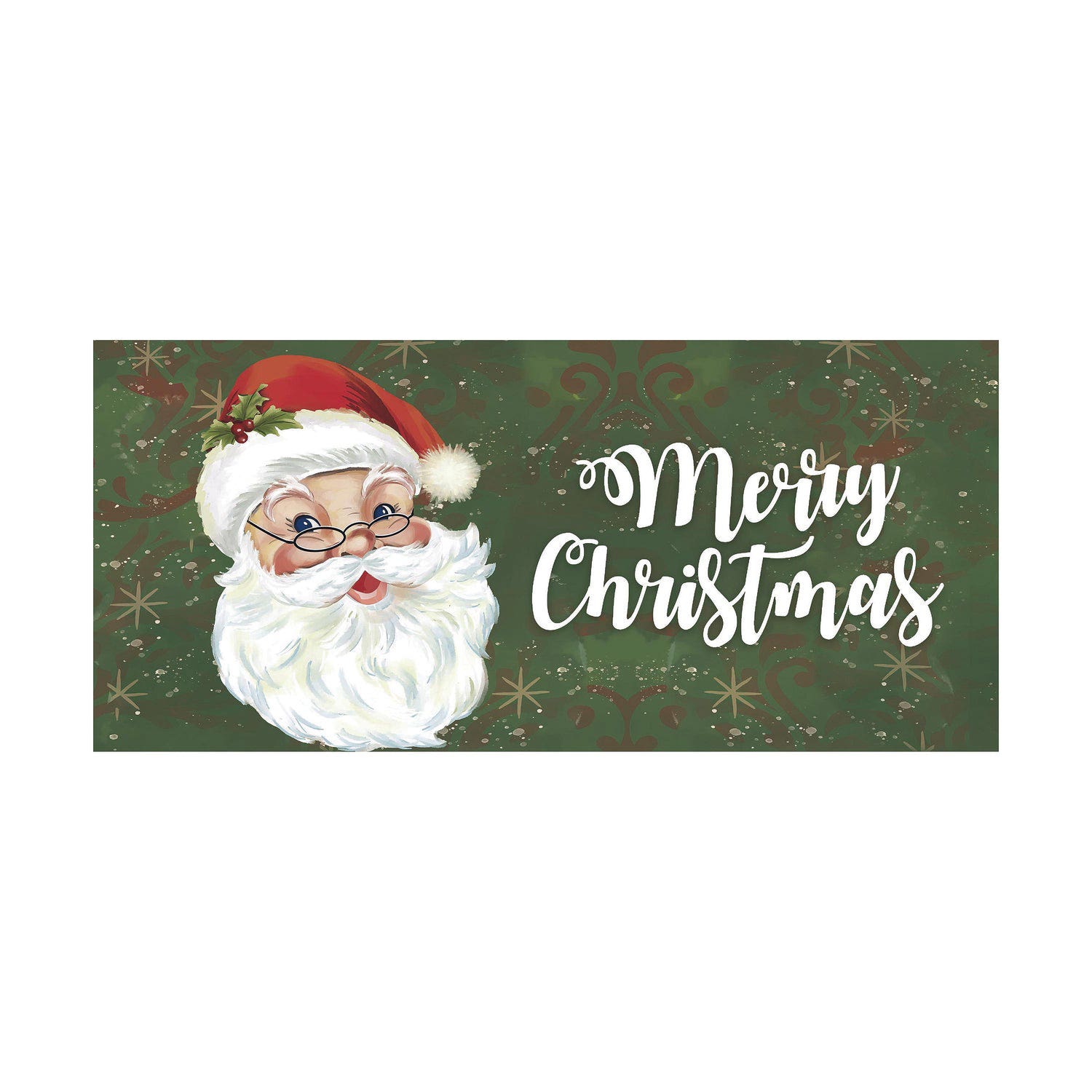 Evergreen Enterprises 432229 Sassafras Mat, 22 in W, 10 in L, 0.2 in Thick, Merry Santa, Polyester/Rubber