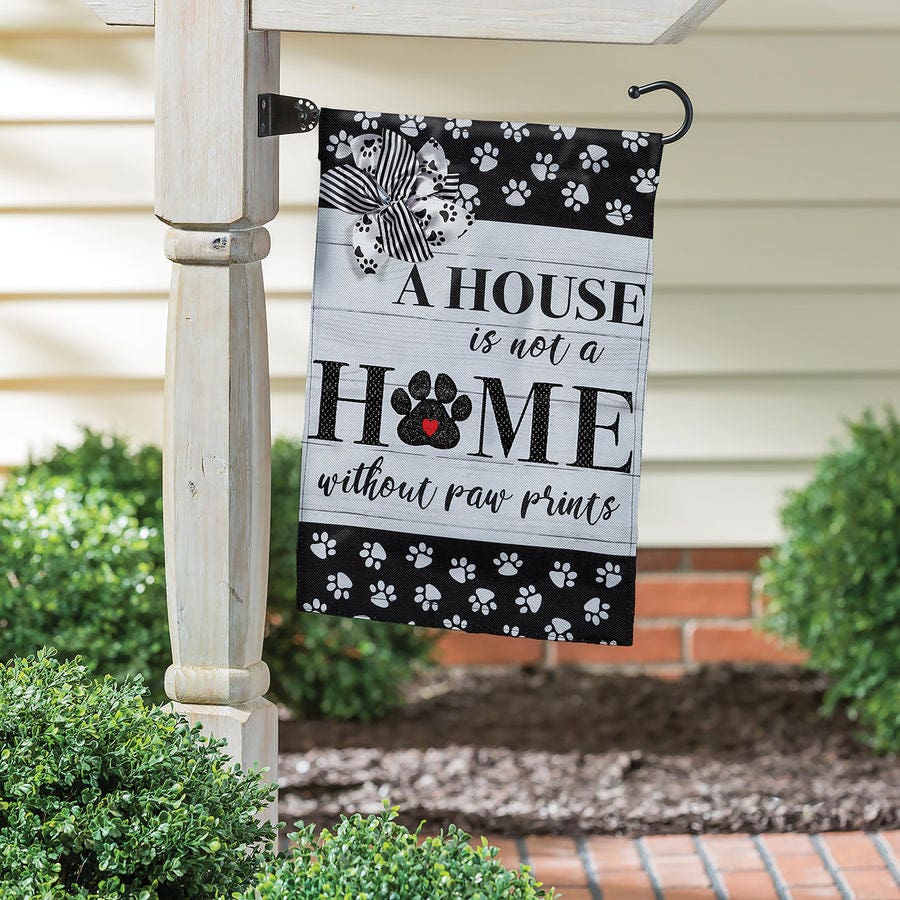 Evergreen Enterprises 14B10768 Garden Flag, 18 in L, 12-1/2 in W, Paw Prints, A House Is Not A Home Without Paw Prints
