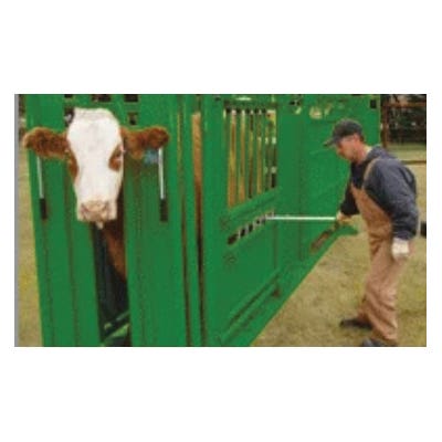 Real Tuff Cattle Squeeze Chute, 11 ft OAL, 38 in OAW, 84 in OAH, Latch Lock