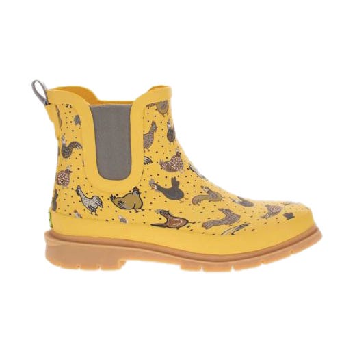 Western Chief Chelsea Rain Boots, 8, Hen Frenzy, Yellow, Rubber