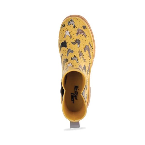 Western Chief Chelsea Rain Boots, 9, Hen Frenzy, Yellow, Rubber
