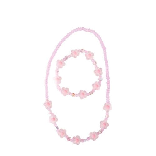 Great Pretenders Necklace and Bracelet Set, Flower, Beads, Pink