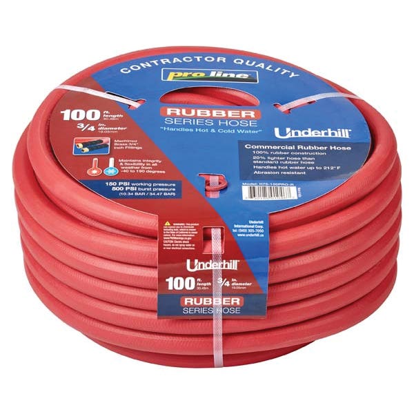 Underhill ProLine Series Garden Hose, 100 ft L, Rubber