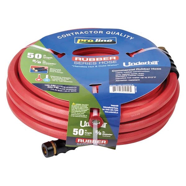 Underhill ProLine Series Garden Hose, 50 ft L, Rubber