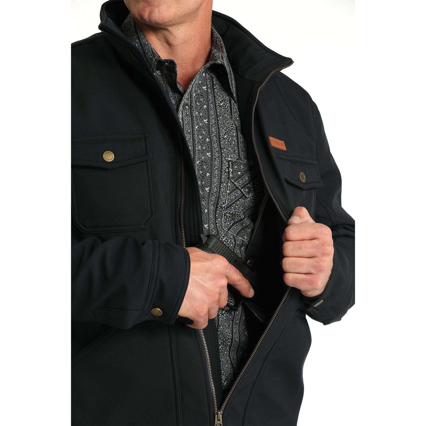 Cinch Men's Concealed Carry Bonded Jacket, M, Polyester, Black, Zipper