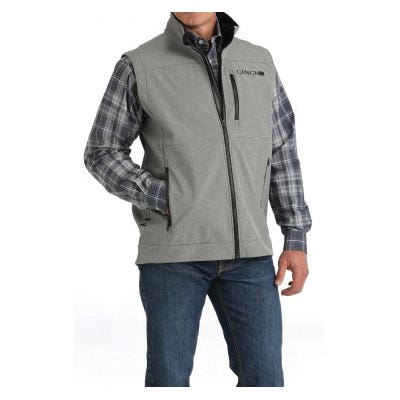 Cinch Men's Bonded Zipper Vest, Charcoal, XL