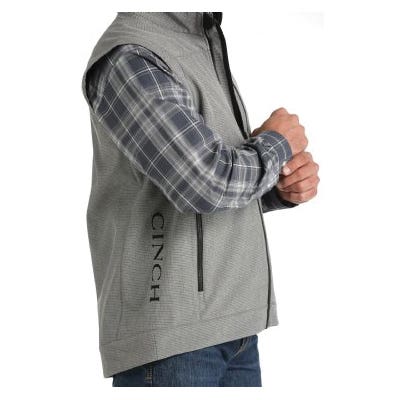 Cinch Men's Bonded Zipper Vest, Charcoal, XL