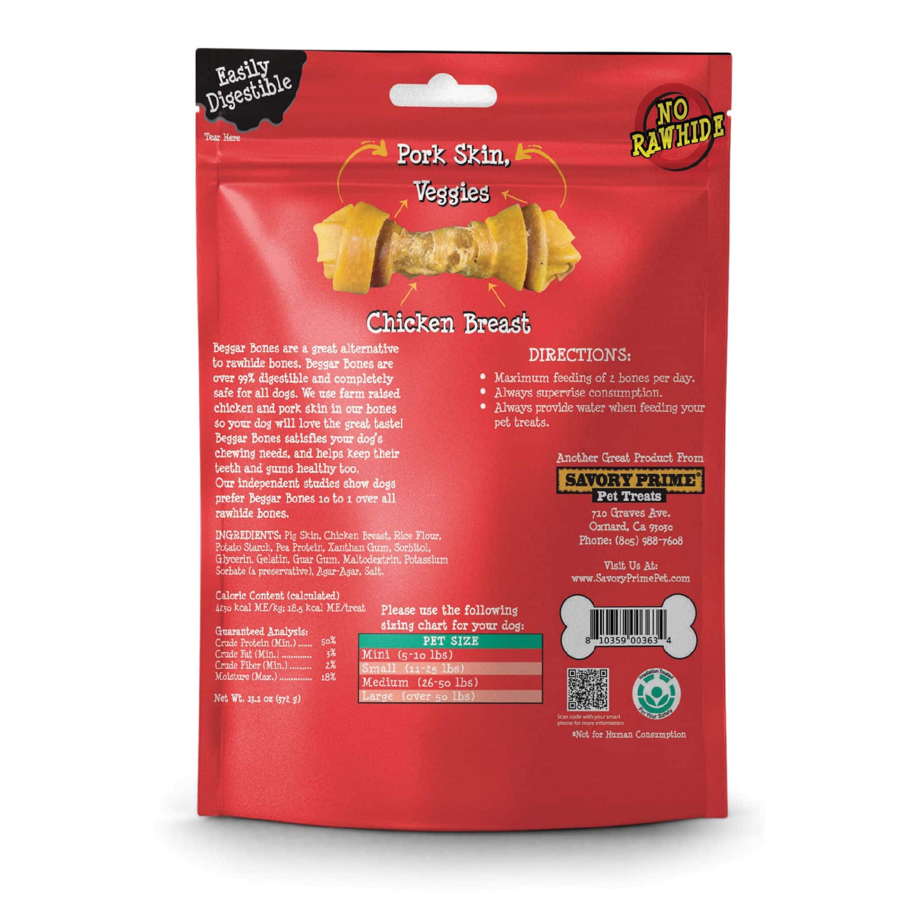 Savory Prime Beggar Bone Series Wrap, 5 in, Chicken and Veggie, L, 13.1 oz