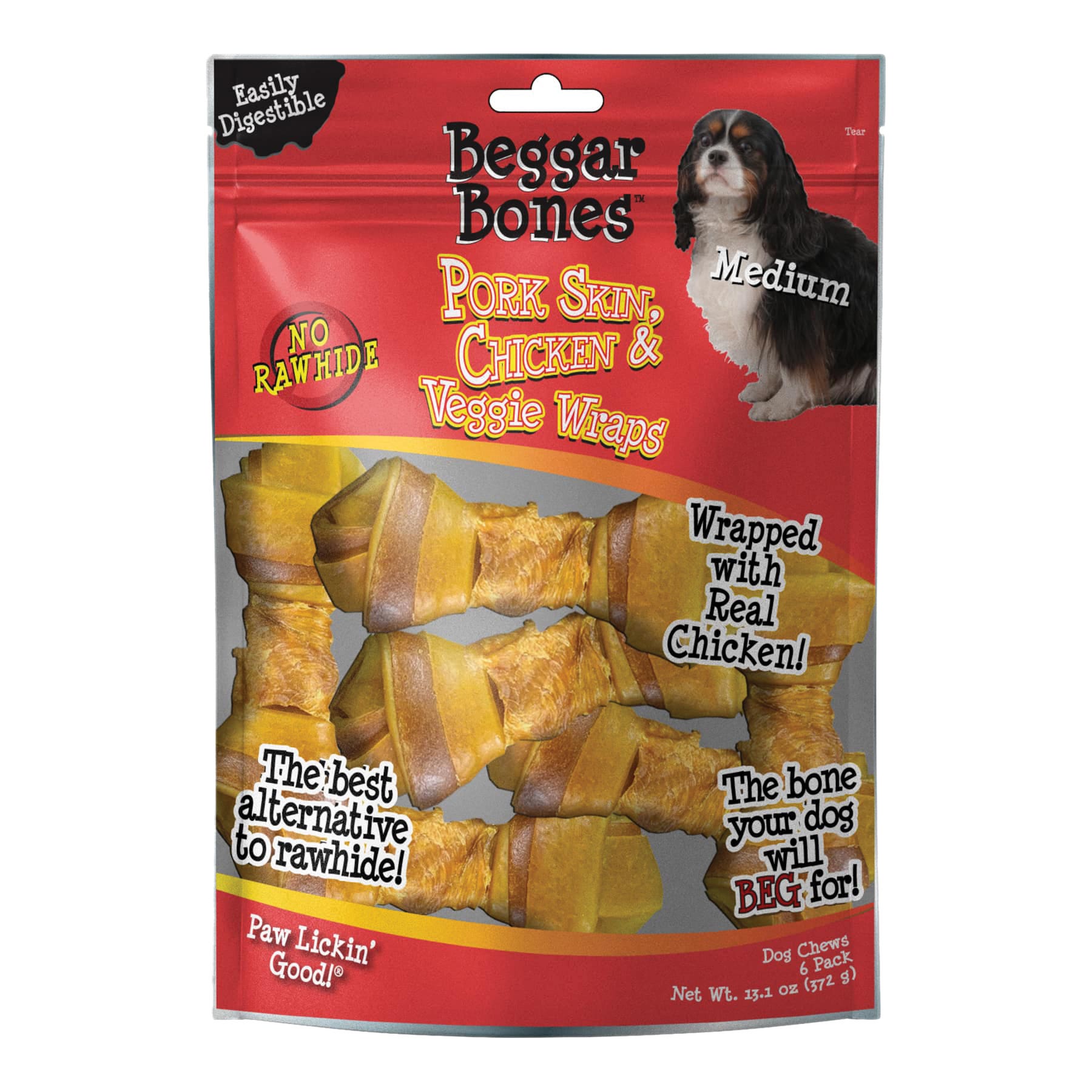Savory Prime Beggar Bone Series Wrap, 5 in, Chicken and Veggie, M, 13.1 oz Bag