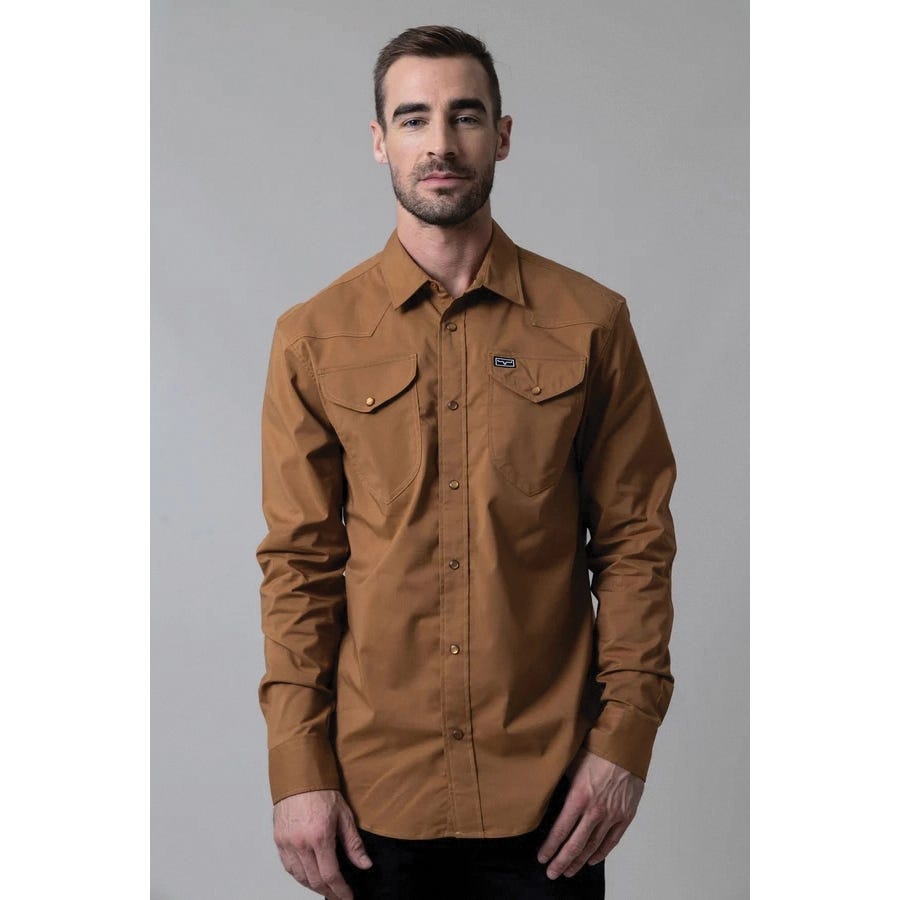 Kimes Ranch Blackout Series Dress Shirt, 2XL, Coolmax/Cotton/Polyester/Spandex, WW Brown