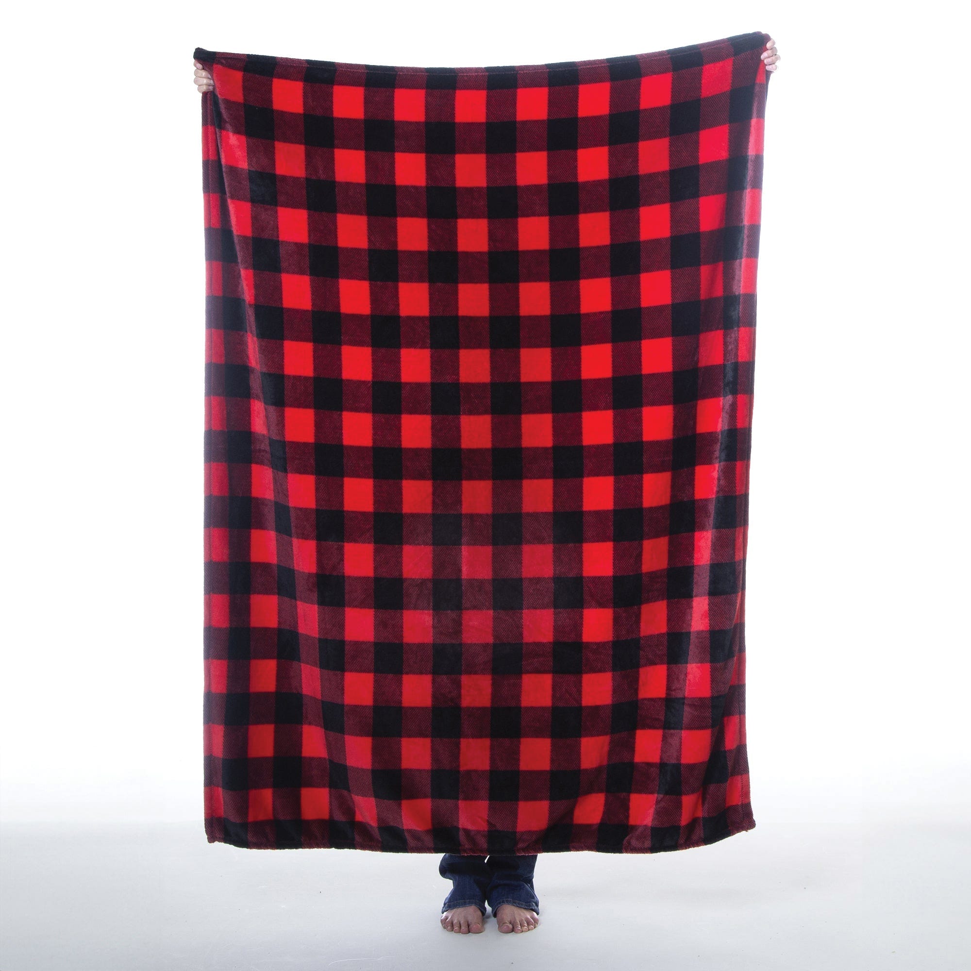 Carstens Red Flannel Pattern Travel Blanket, 60 in L, 50 in W, Plush, Red