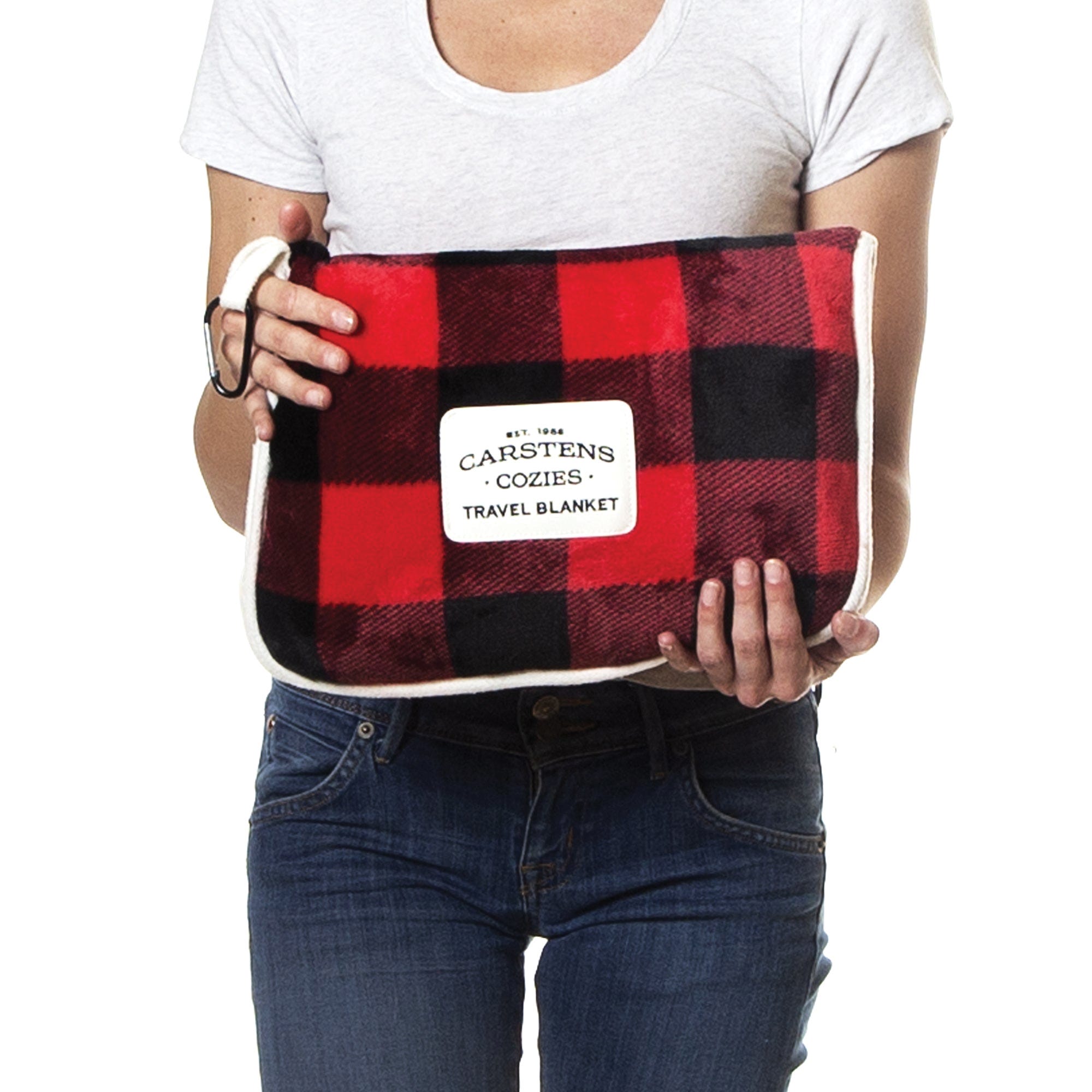 Carstens Red Flannel Pattern Travel Blanket, 60 in L, 50 in W, Plush, Red