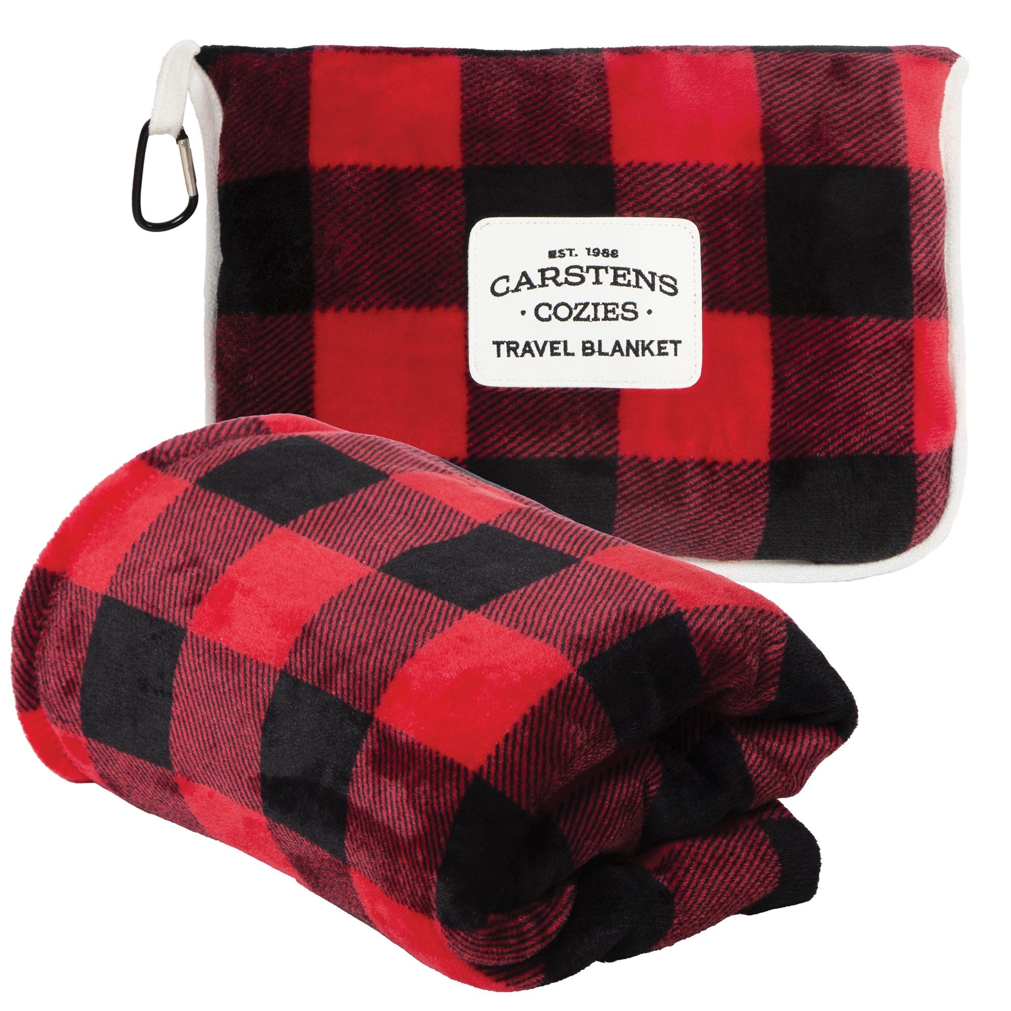 Carstens Red Flannel Pattern Travel Blanket, 60 in L, 50 in W, Plush, Red
