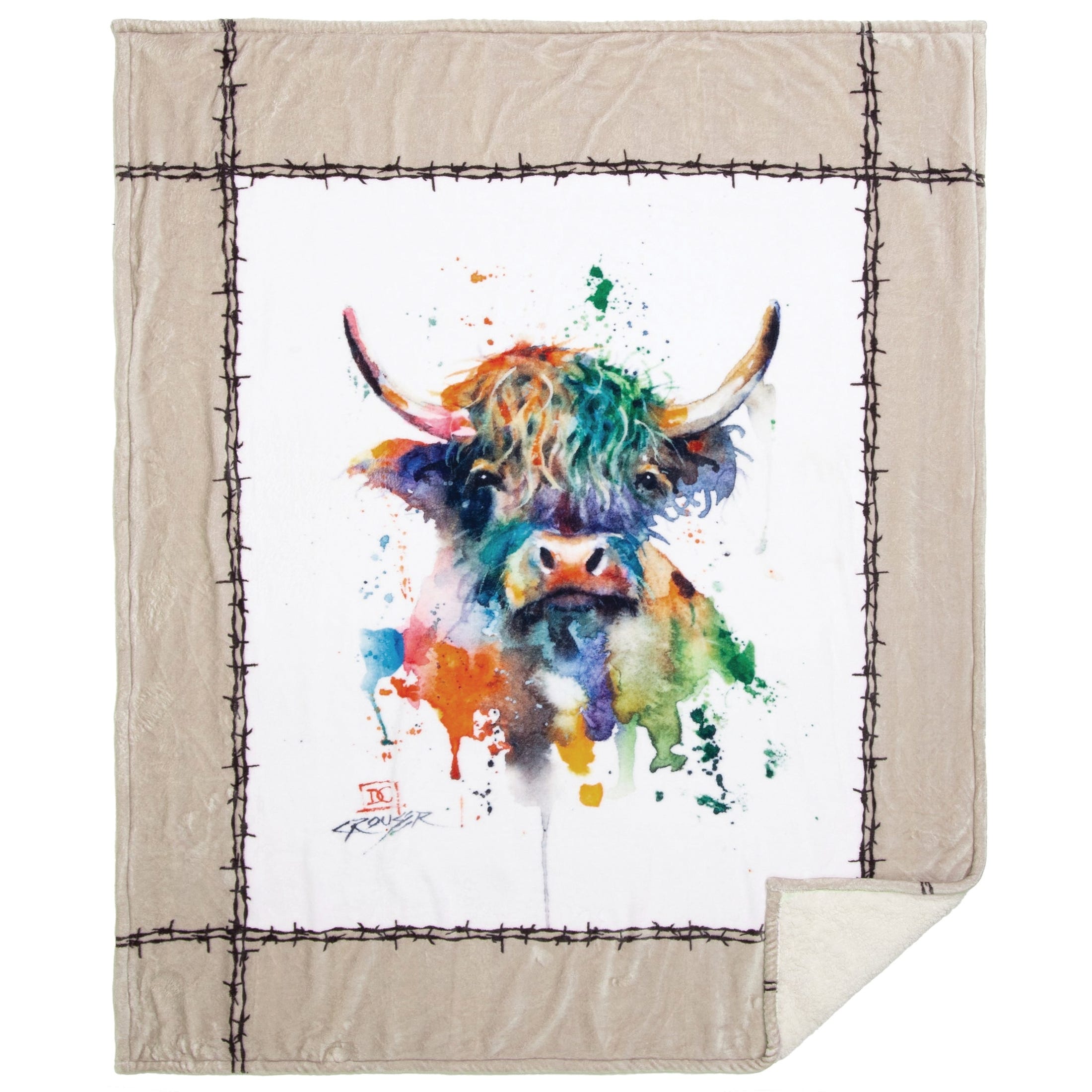 Carstens Dean Carouser Highland Throw Blanket, 68 in L, 54 in W, Sherpa