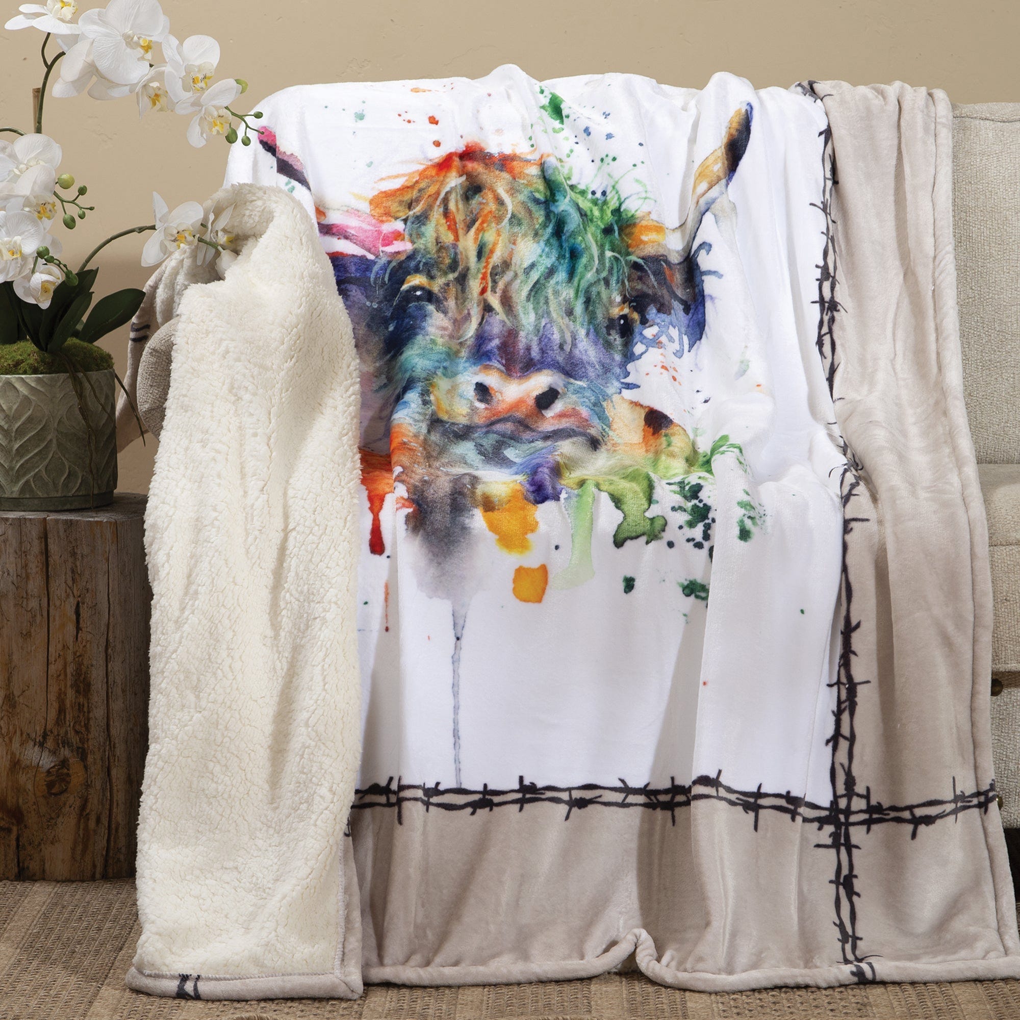 Carstens Dean Carouser Highland Throw Blanket, 68 in L, 54 in W, Sherpa