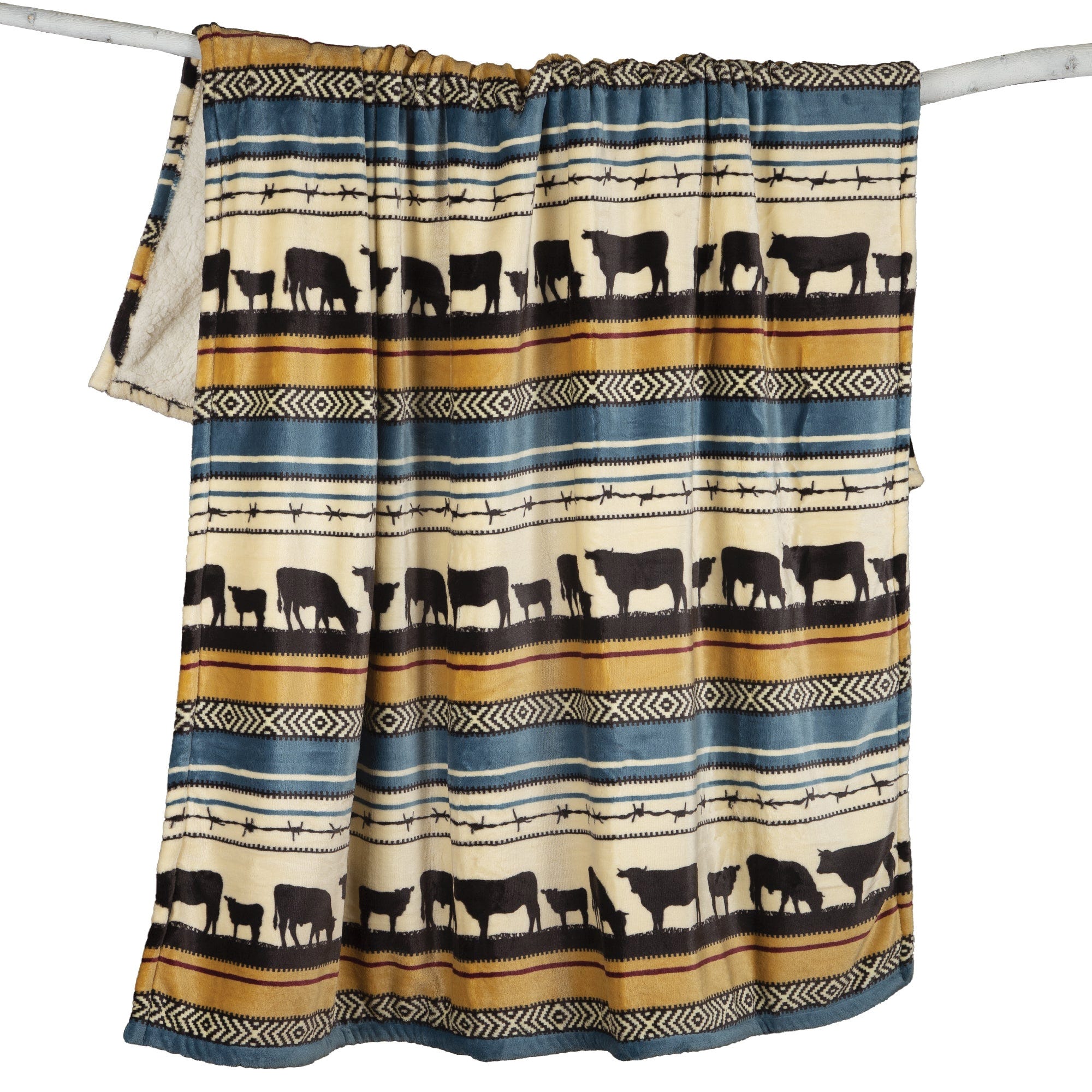 Carstens Morning On The Farm Throw Blanket, 68 in L, 54 in W, Plush/Sherpa