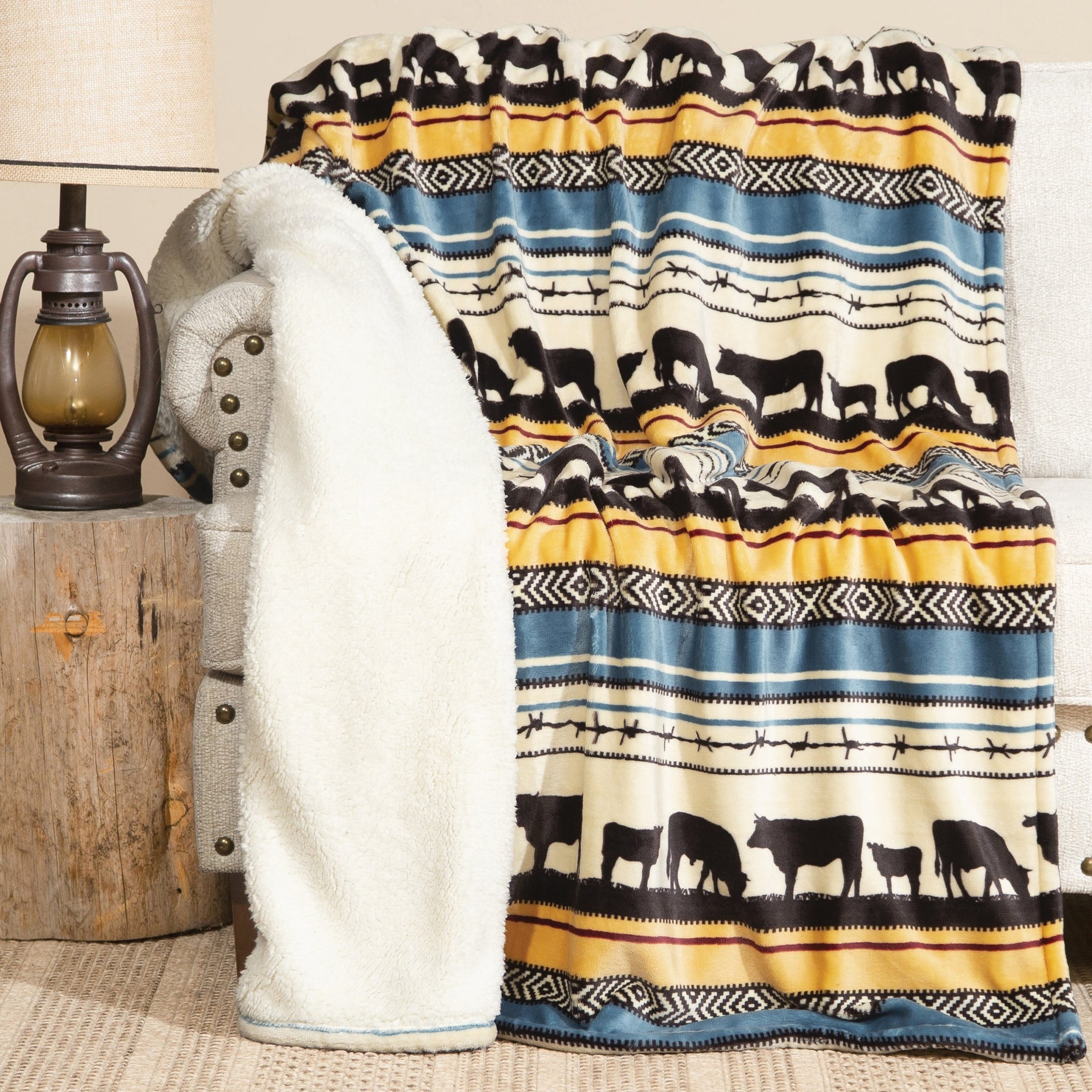Carstens Morning On The Farm Throw Blanket, 68 in L, 54 in W, Plush/Sherpa