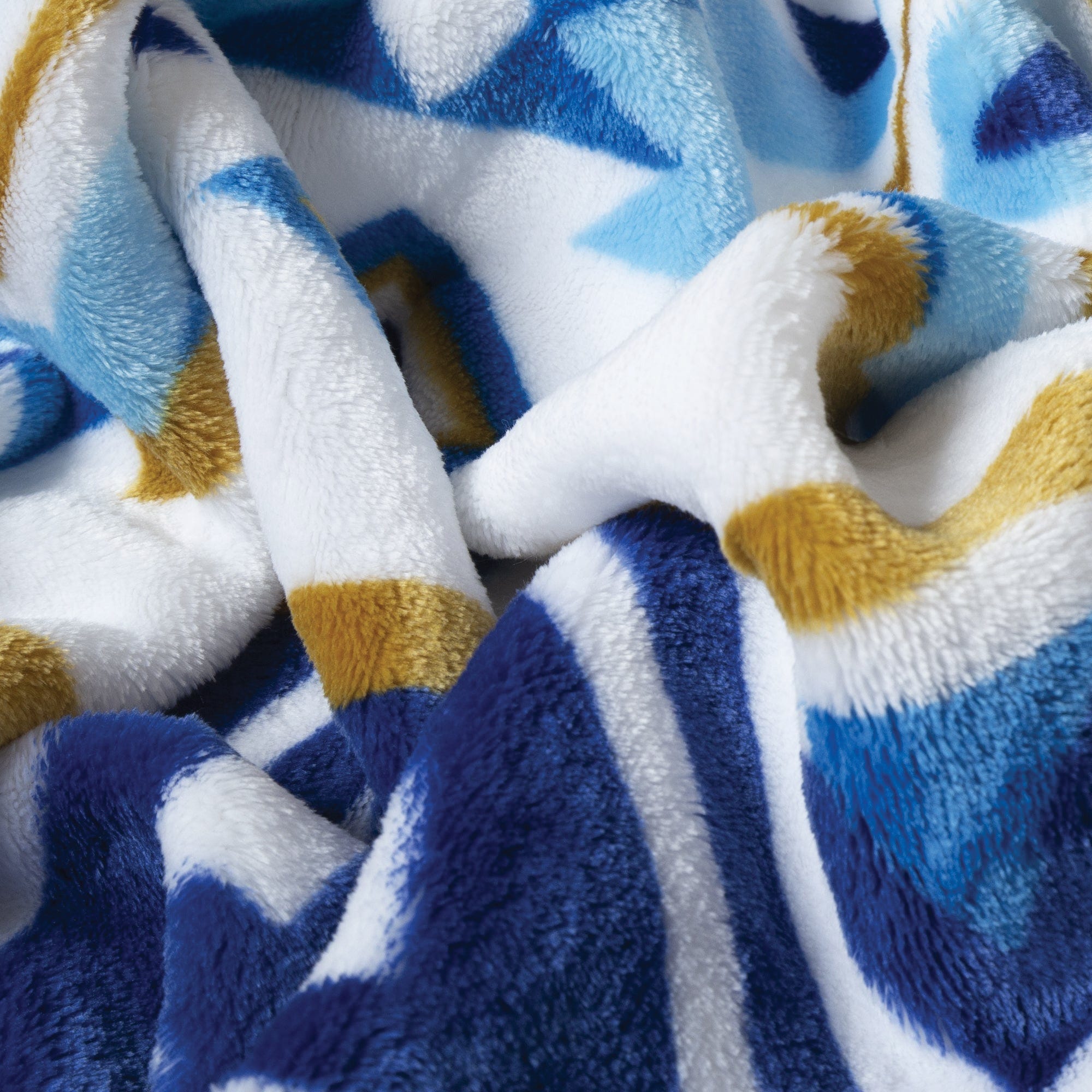 Carstens Blue and Yellow Aztec Pattern Travel Blanket, 60 in L, 50 in W, Plush