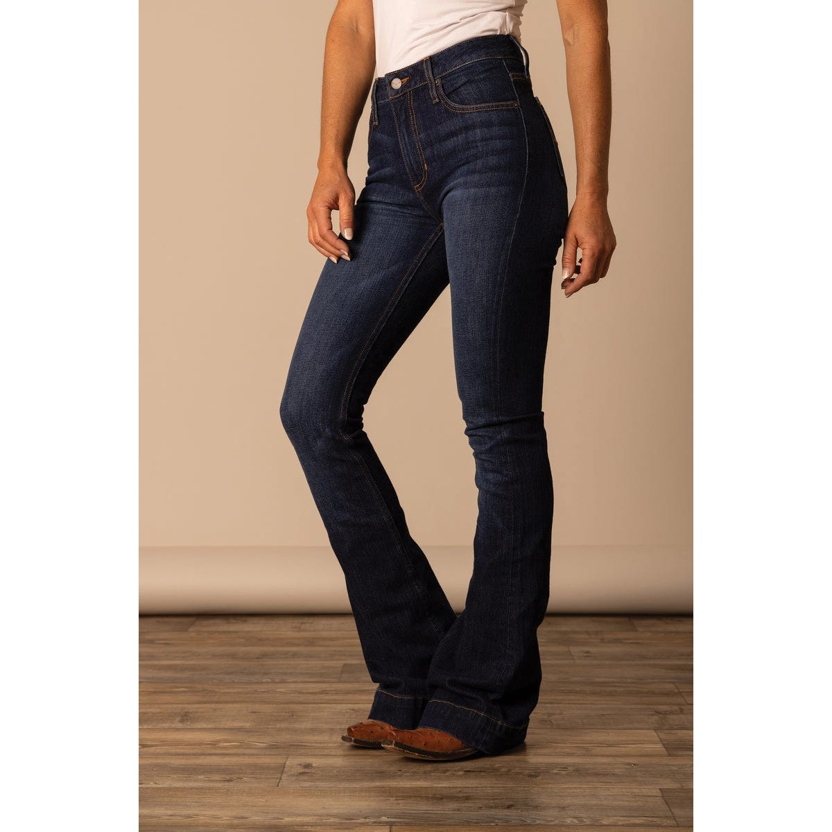 Kimes Ranch Jennifer Series Jeans, 14, 35 in W, 36 in L, Blue, Super Wide Flare Leg Fit, Stretchable