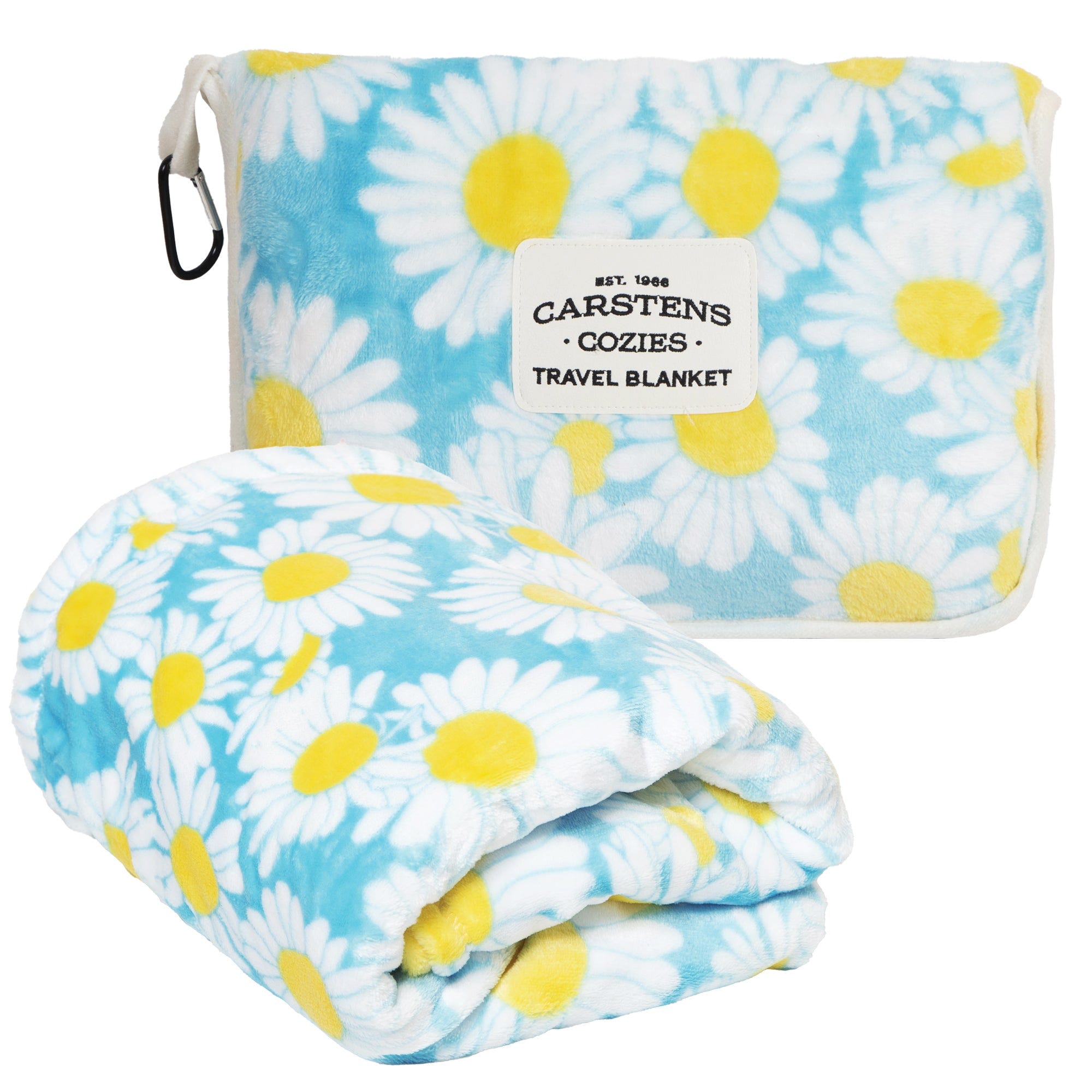 Carstens Daisy Travel Blanket, 60 in L, 50 in W, Plush