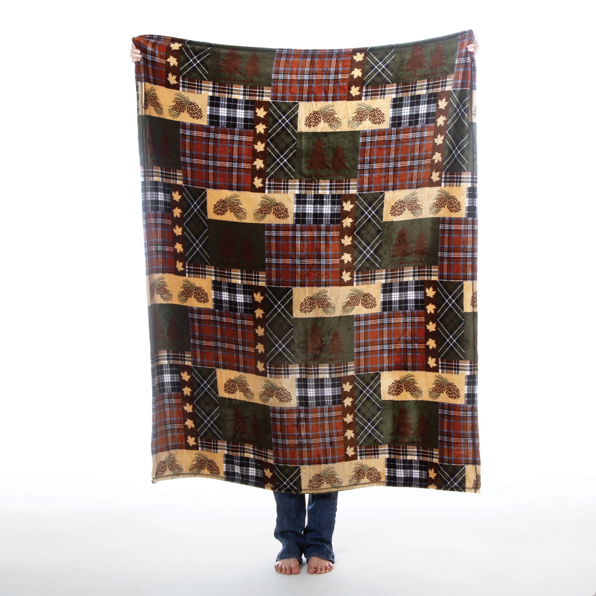 Carstens Pine Pattern Travel Blanket, 60 in L, 50 in W, Plush