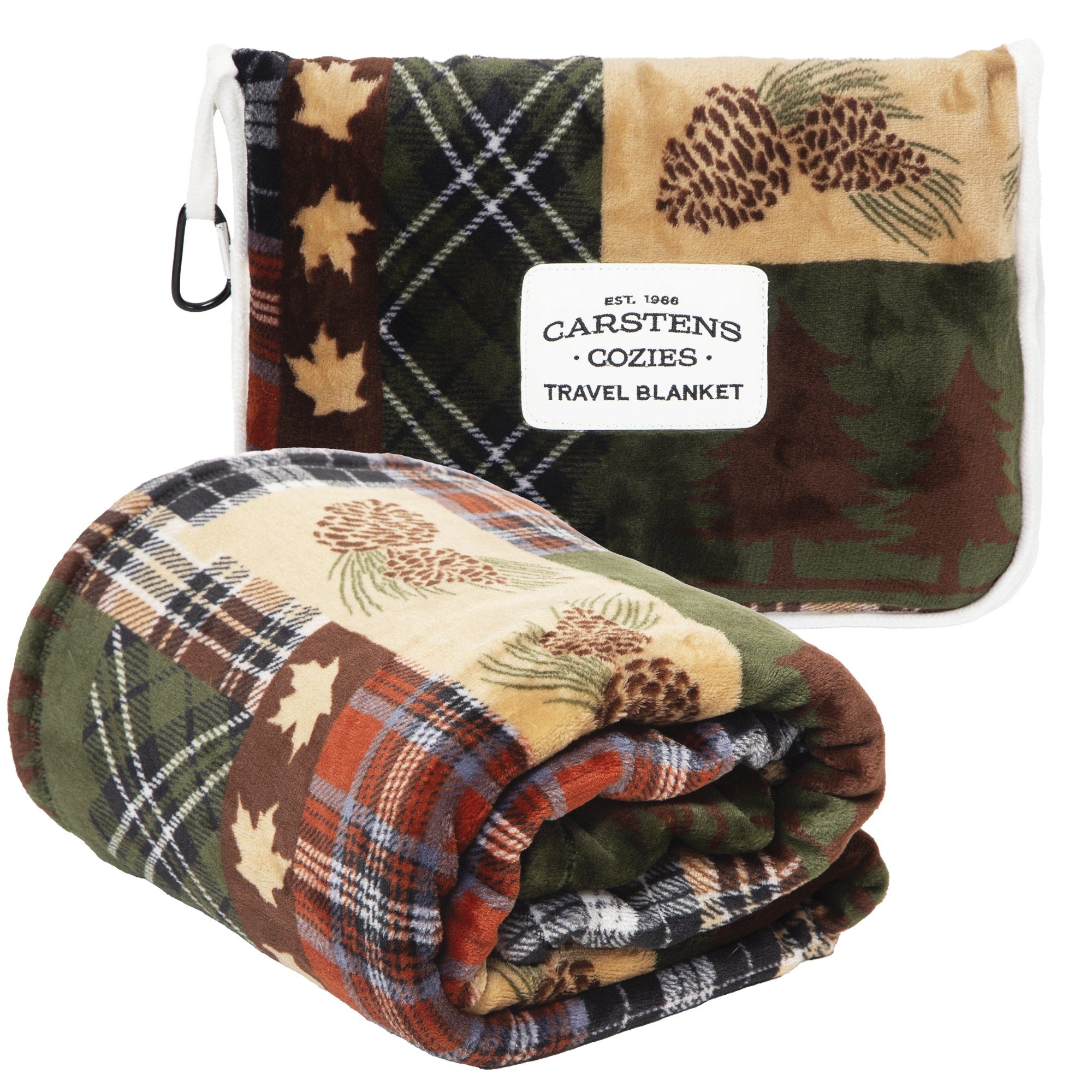 Carstens Pine Pattern Travel Blanket, 60 in L, 50 in W, Plush